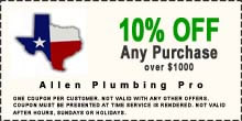 $25 off allen plumber service call coupon